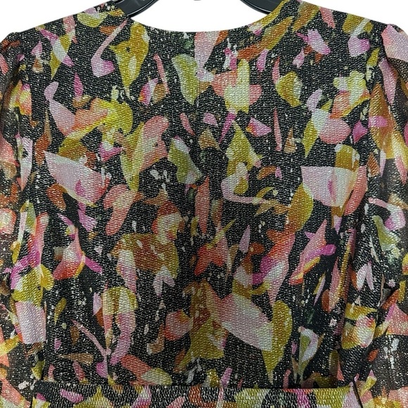 NWT Marie Oliver Metallic Black Fruity Print Wiley Mini Faux Wrap Dress - Picture 8 of 12